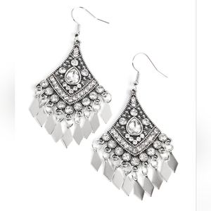 Indie Iridescence White Earrings NWT Silver